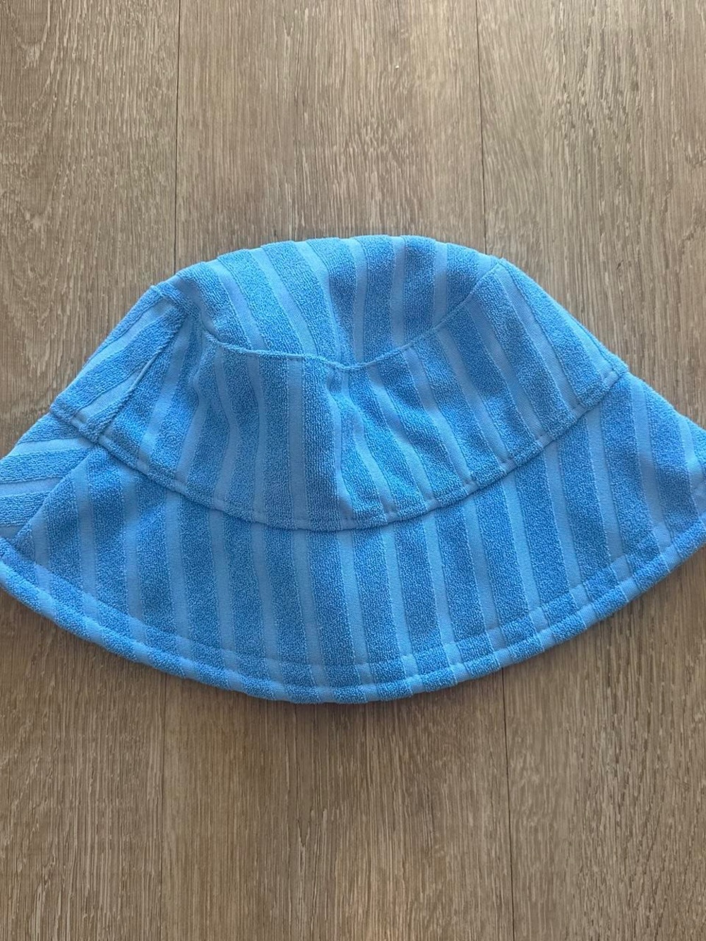 Striped Light Blue Terry Cloth Bucket Hat